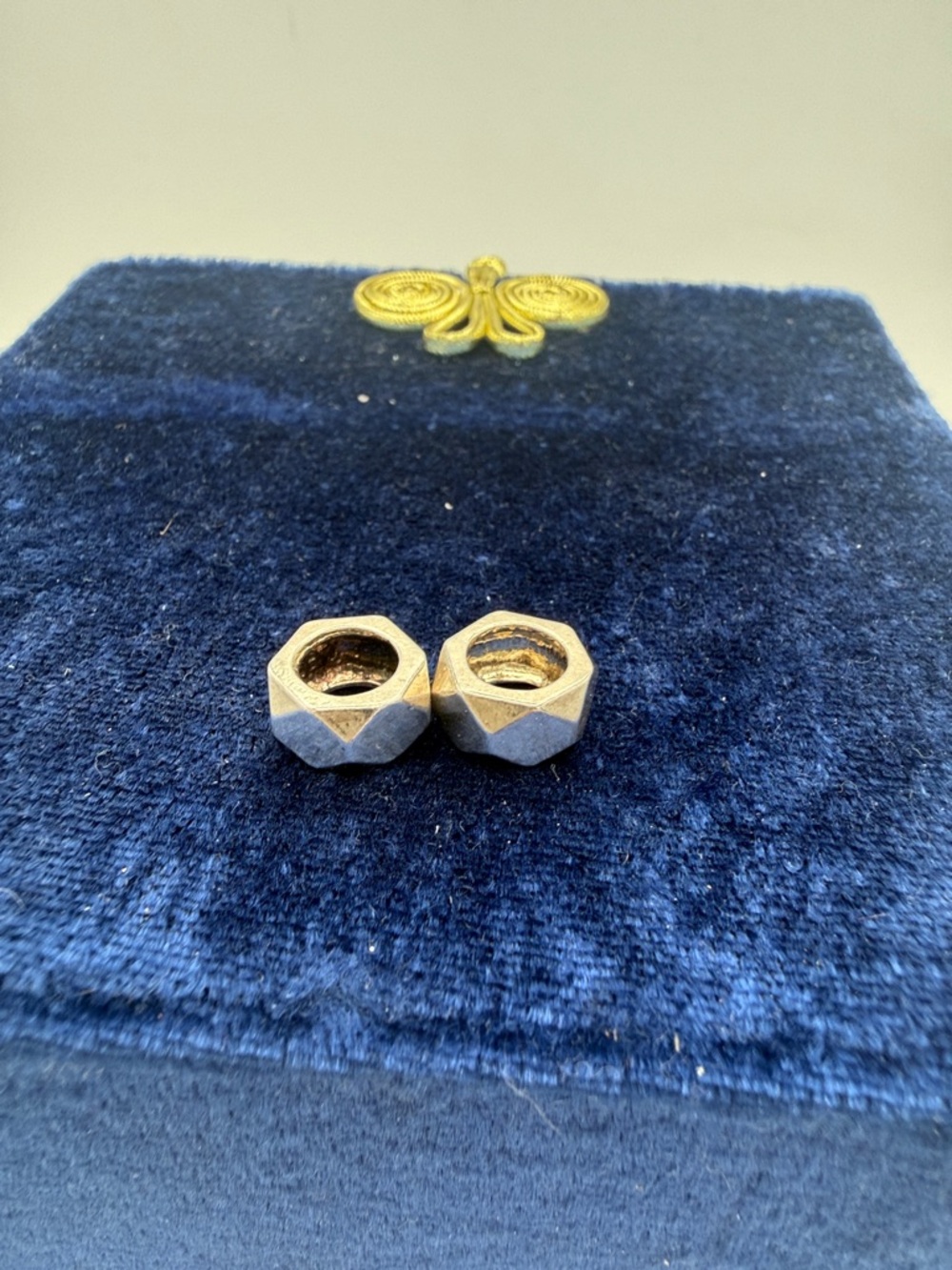2 Retired Pandora Geometric Faceted 925 silver spacer beads charms